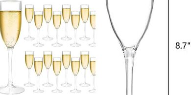 Reusable Acrylic Champagne Flutes (16-pack, 5oz)