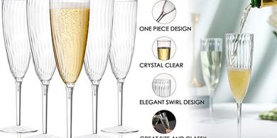 Disposable Champagne Flutes (16-pack, 6 oz) for Parties & Events
